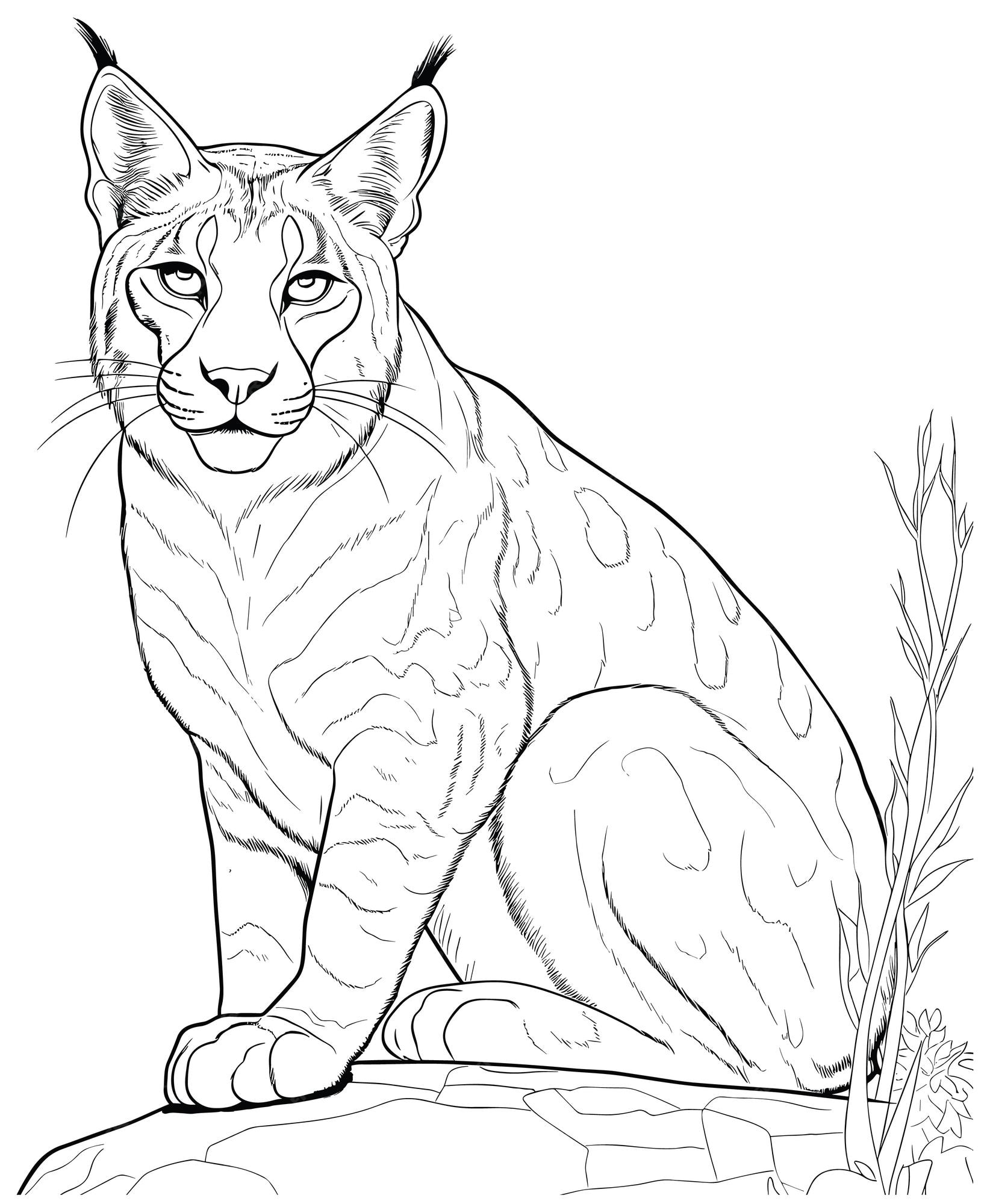 Premium vector lynxes coloring pages for kids