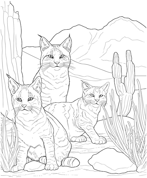 Premium vector lynx coloring pages for adults