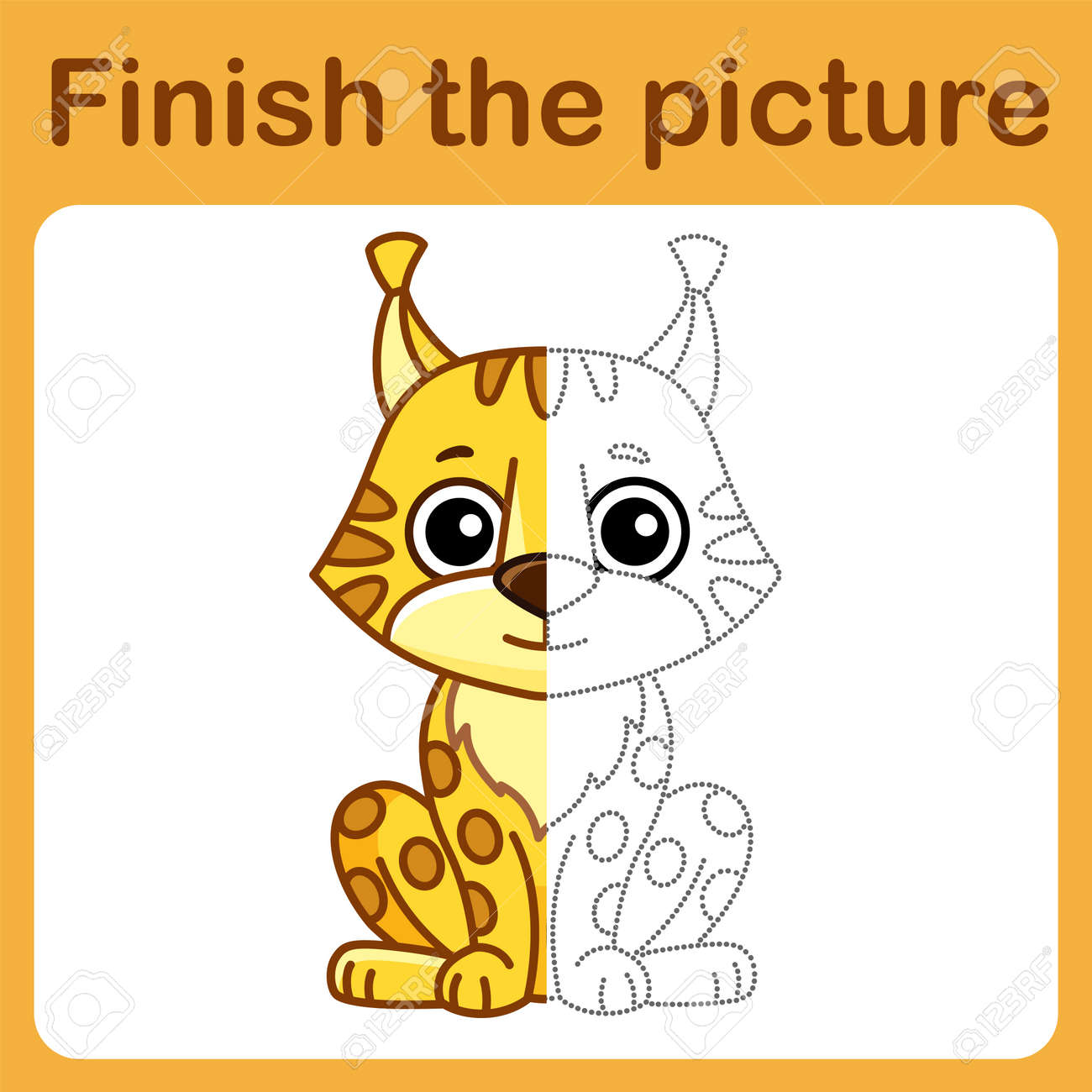 Connect the dot and plete the picture simple coloring lynx drawing game for children royalty free svg cliparts vectors and stock illustration image