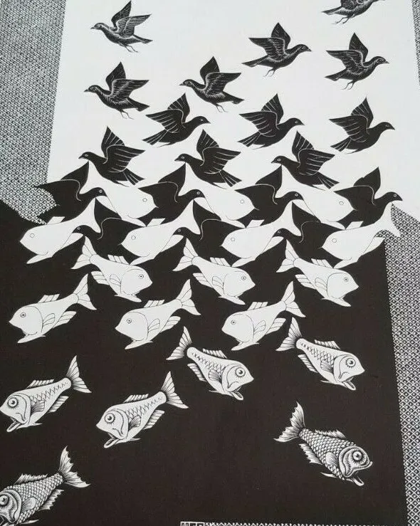 Sky and water ii fish and birds by m c escher three