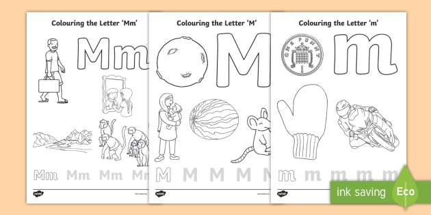 Letter m coloring pages teacher