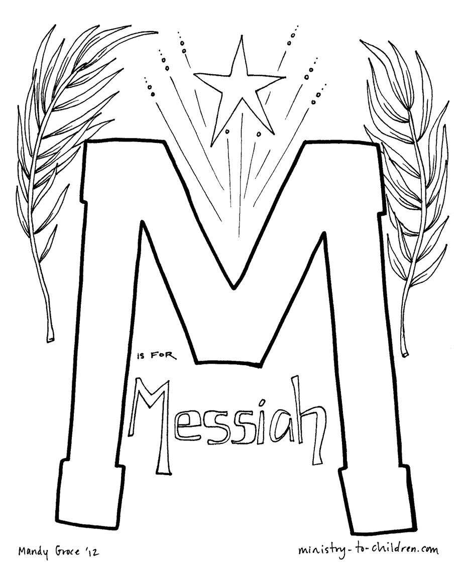 M is for messiah bible alphabet coloring page