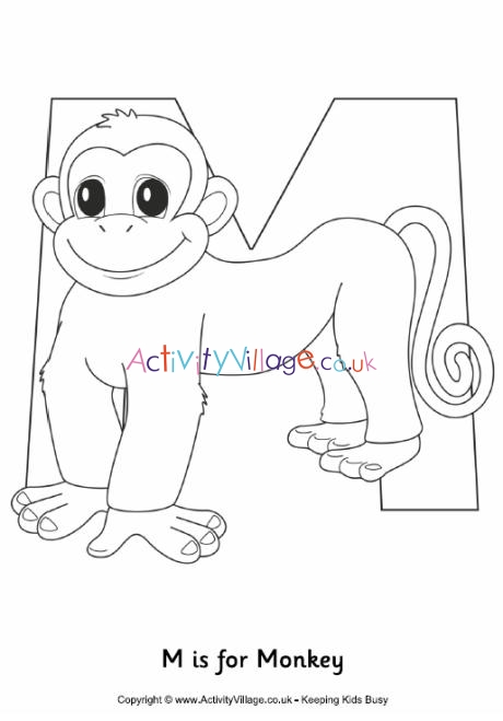 M is for monkey louring page