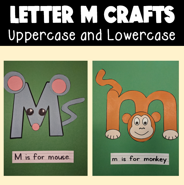 Uppercase lowercase letter m sound crafts