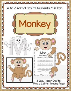 Monkey and letter m craft by crafting education tpt