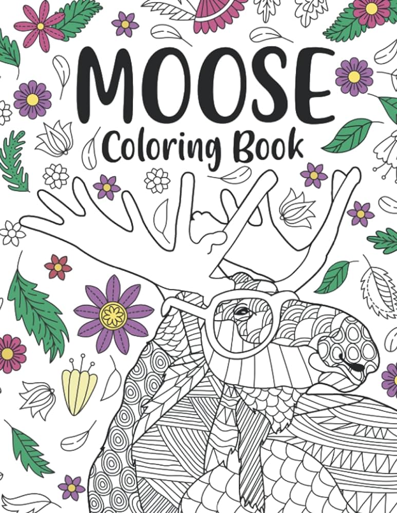 Moose coloring book a cute adult coloring books for moose lovers moose patterns mandala and relaxing publishing paperland books