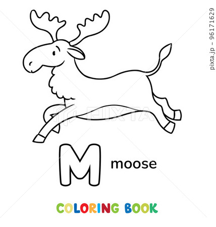 Running moose animals abc coloring book for kids