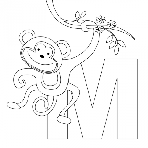 Alphabet coloring pages â m