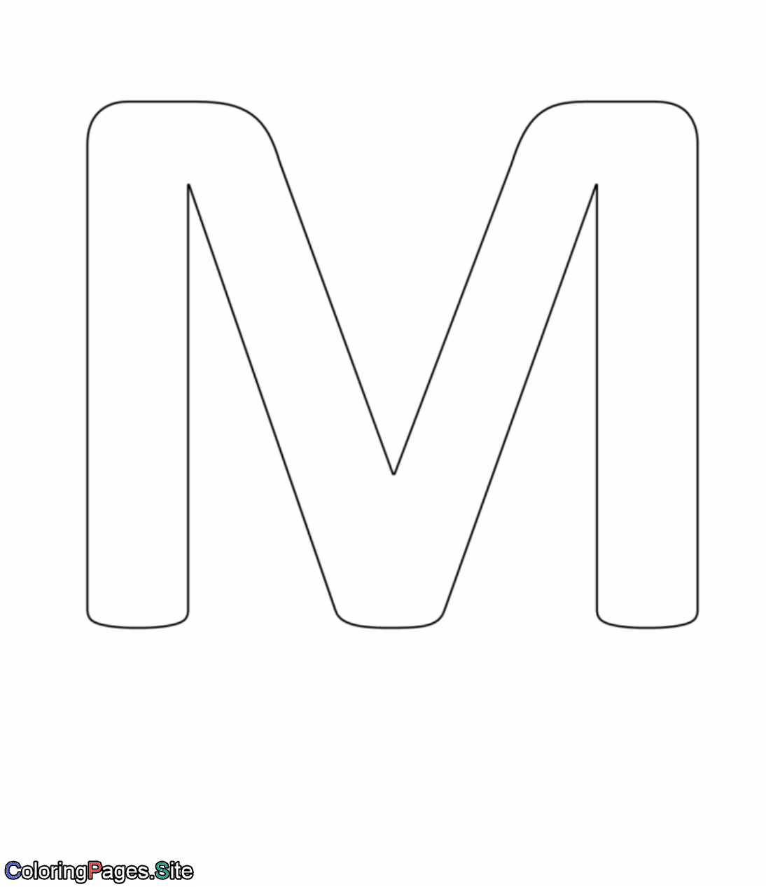 M letter alphabet coloring page