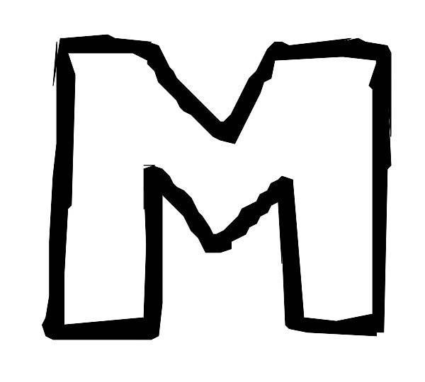 Handwriting letter m coloring page