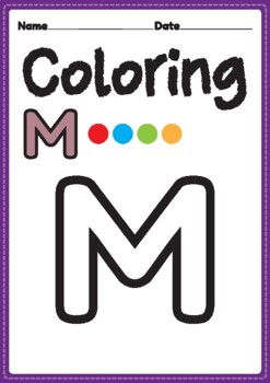 Letter m alphabet coloring page for preschool kindergarten montessori kids