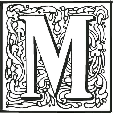 Letter m with ornament coloring page from english alphabet with ornaments category sâ coloring pages coloring pages inspirational free printable coloring pages