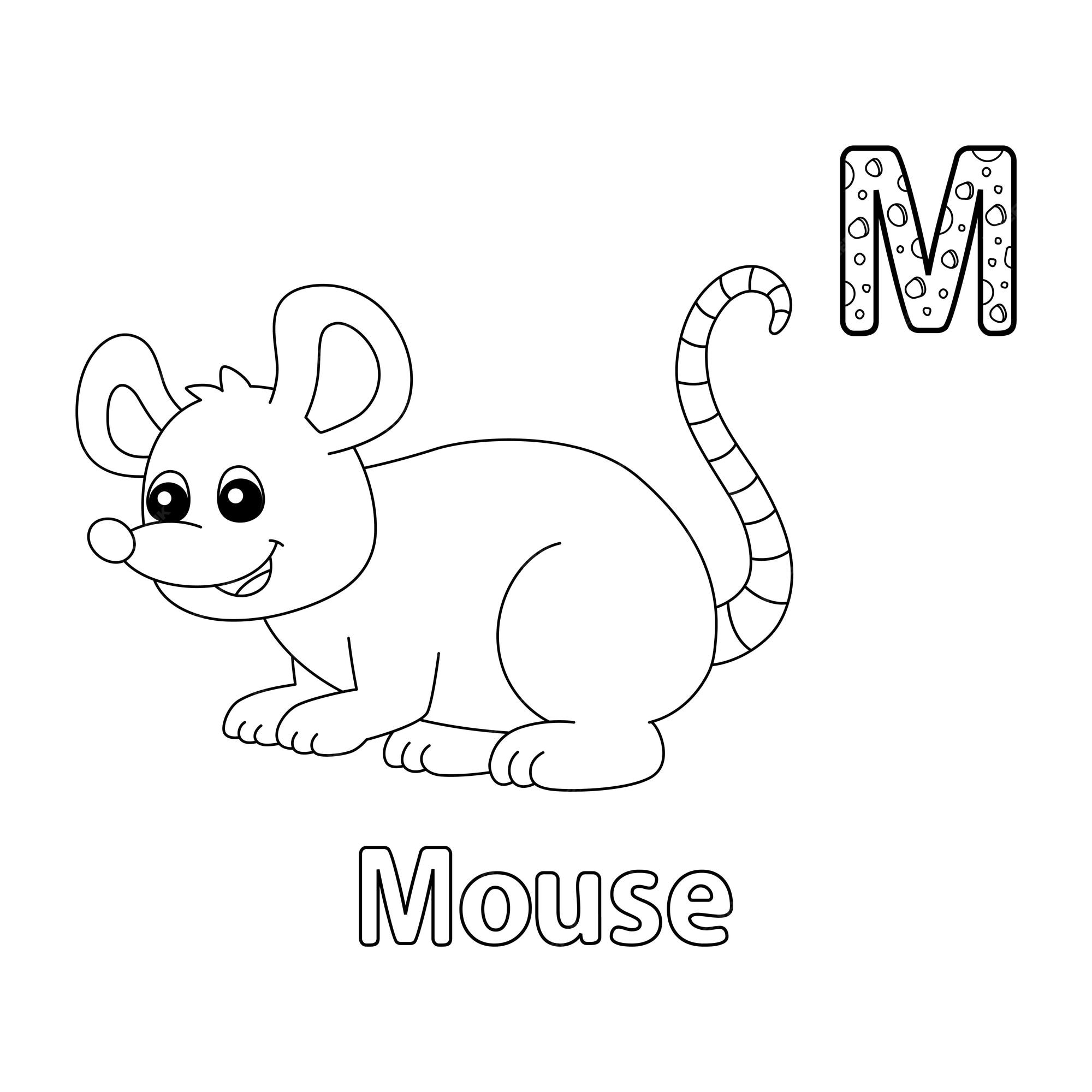 Premium vector mouse alphabet abc coloring page m