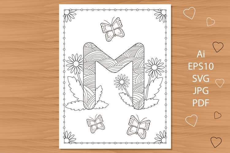 Letter m flowers coloring page