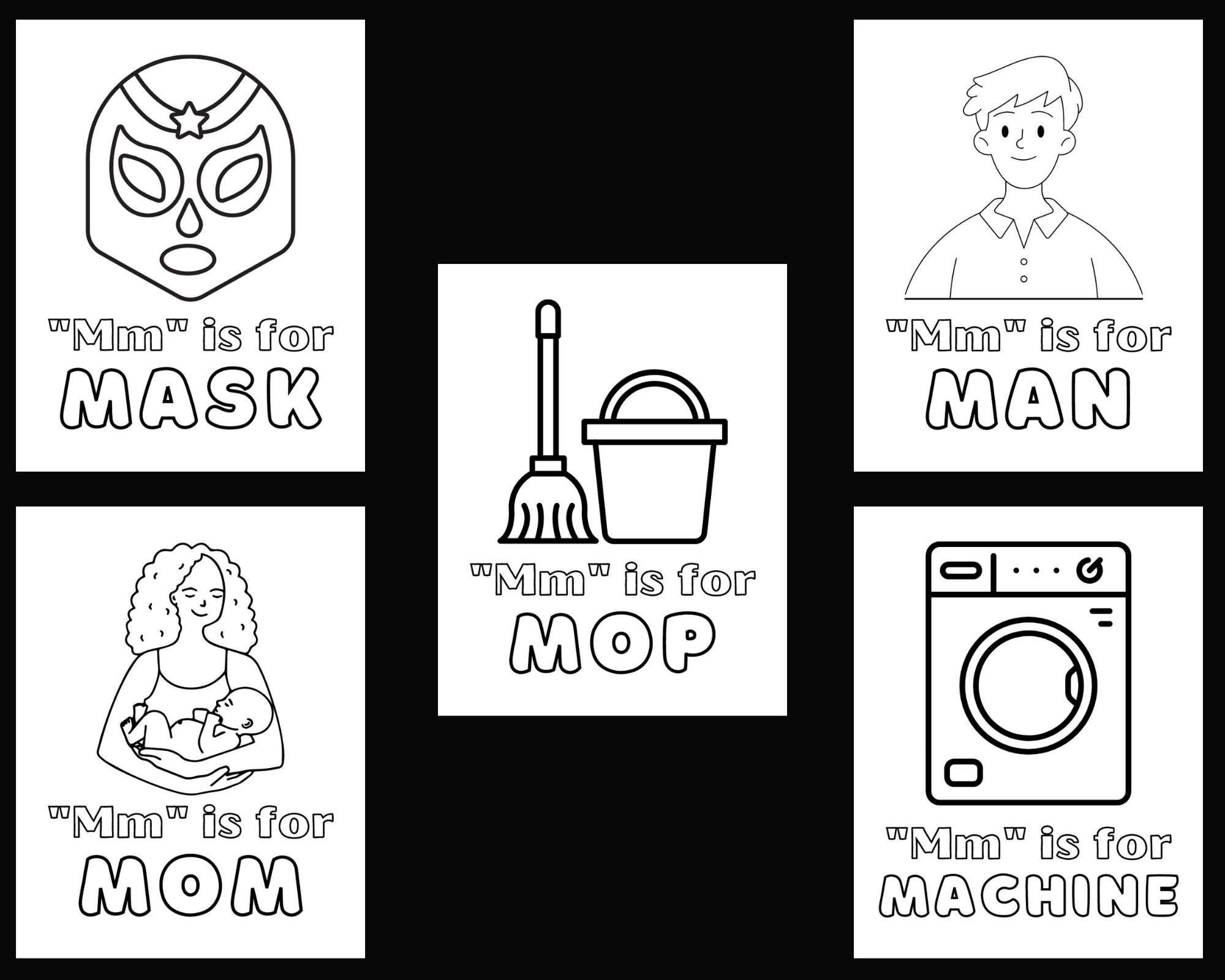 Marvelous letter m coloring pages for kids printable pdf