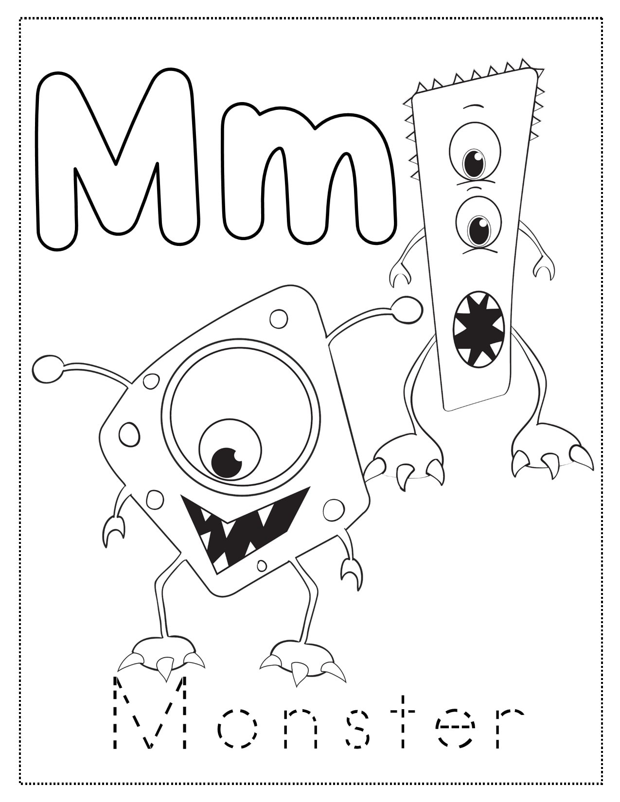 M is for moon craft coloring page