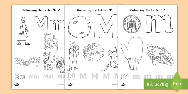 Letter m coloring pages teacher