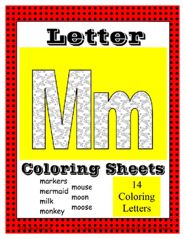 Alphabet coloring pages for the letter m beginning sound reading writing