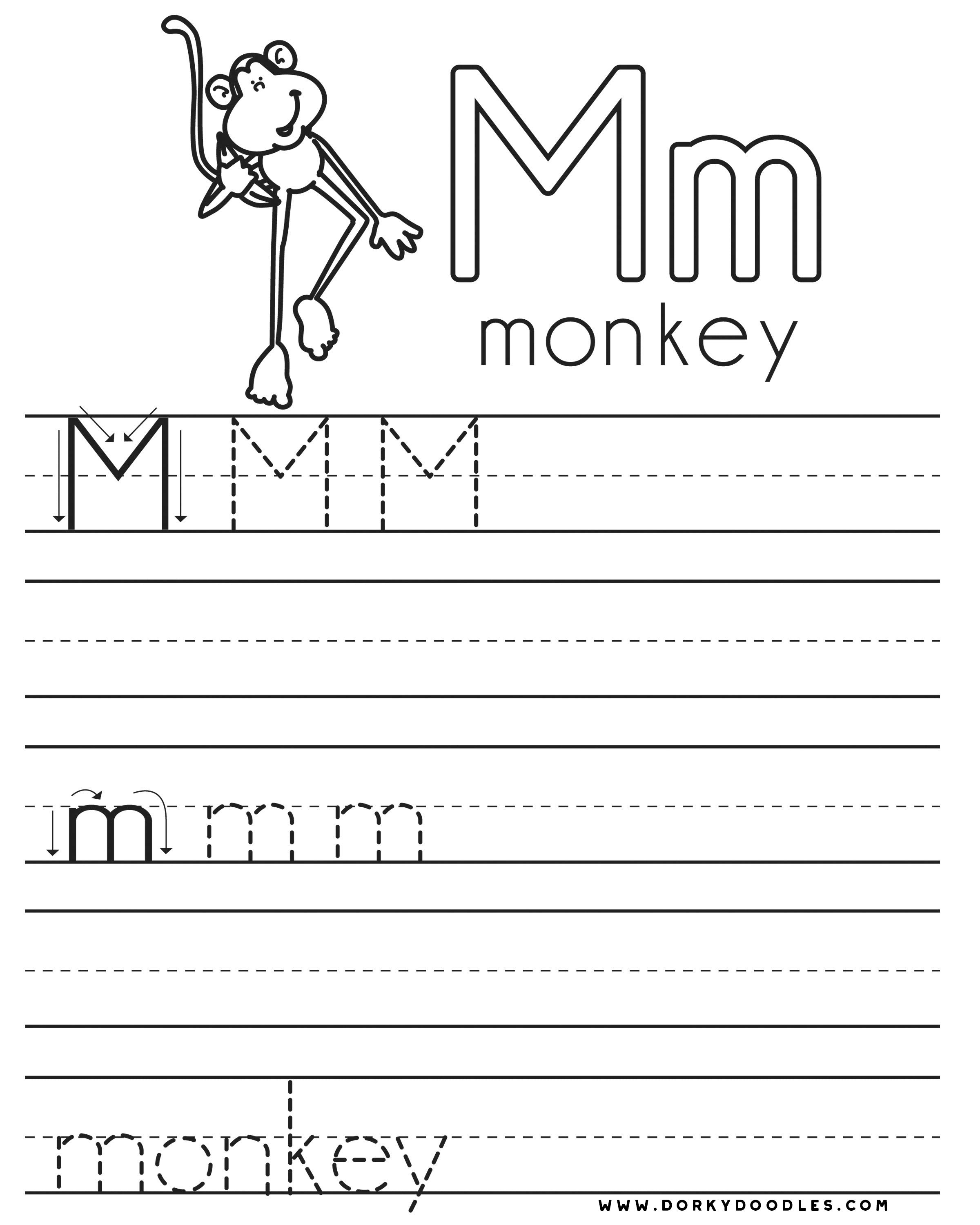 Letter practice m worksheets â dorky doodles