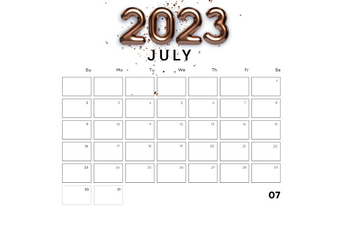 July aesthetic calendar template