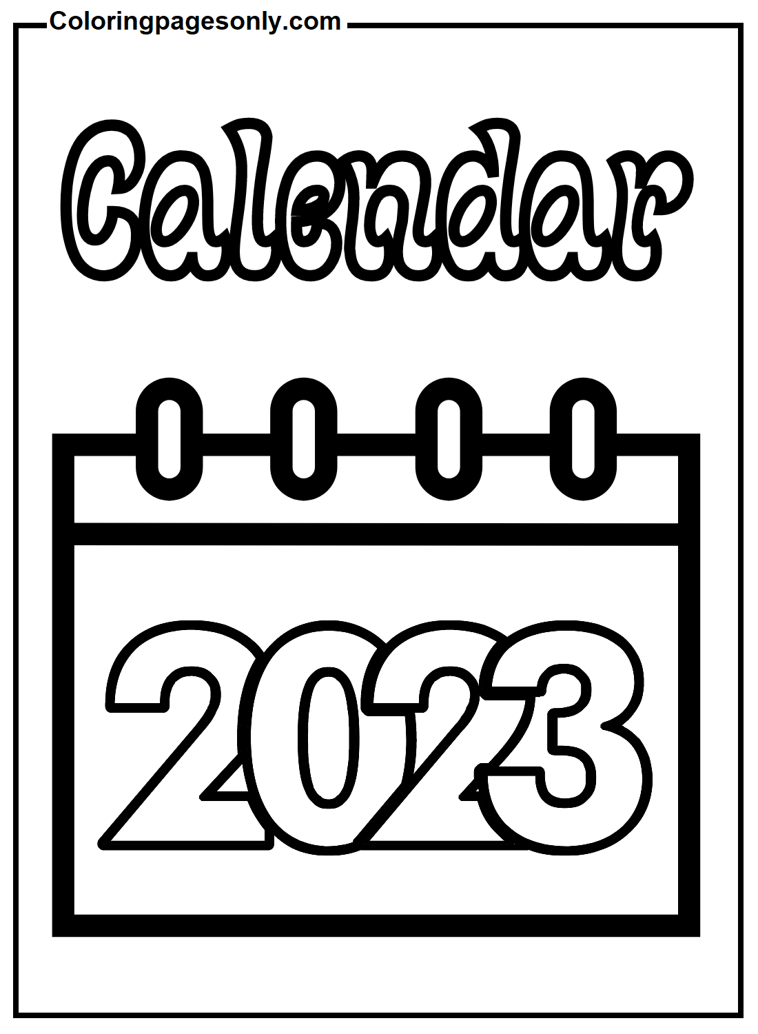 Calendar coloring page