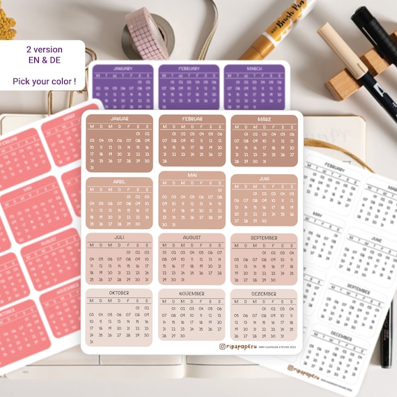 Tiny calendar planner stickers aufkleber kalender kalender handwriting calendar