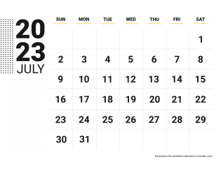 Printable july calendar free download in pdf