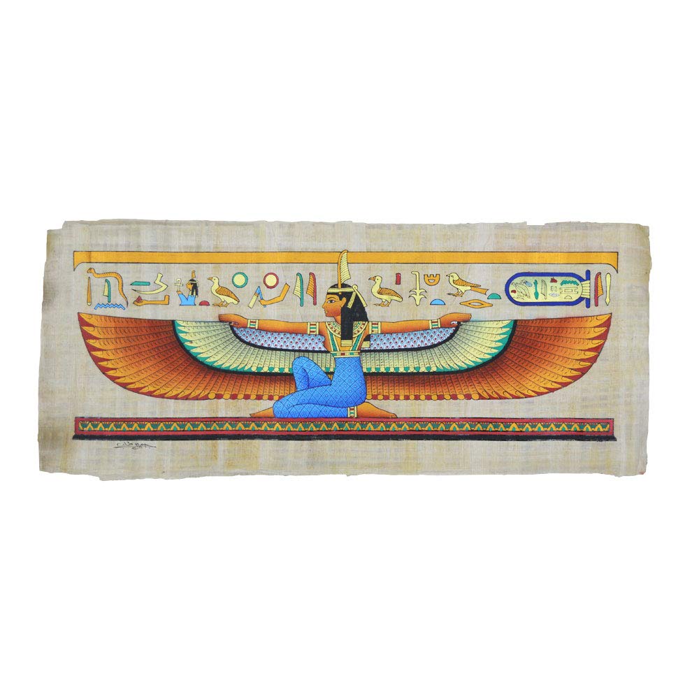 Maat diosa de la justicia verdad y armonãa cãsmica sobre un original papiro egipcio hecho a mano y pintado a mano en egipto x in hogar y cocina