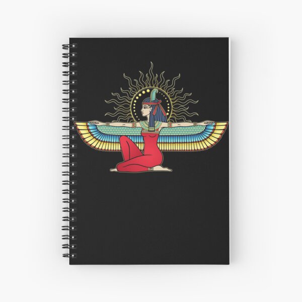 Cuaderno de espiral for sale con la obra retrato de animaciãn en color sentada diosa de la justicia maat vista de perfil ilustraciãn de vector aislado sobre fondo blanco impresiãn pãster camiseta