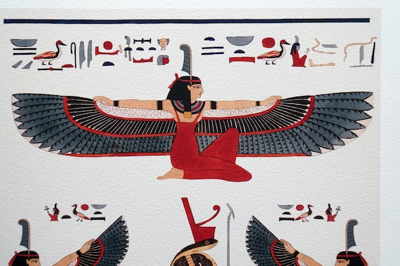 Maat tres aspectos de la diosa de la armonãa el equilibrio y la justicia impresiãn de bellas artes de la litografãa de arte antiguo para paredes modernas