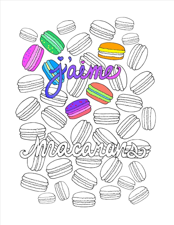 Printable jaime macarons digital coloring page instant download