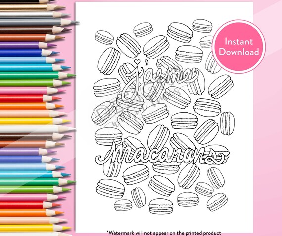 Printable jaime macarons digital coloring page instant download download now