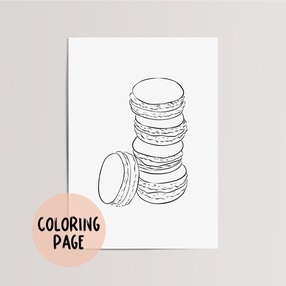 Macaron coloring page instant download procreate aesthetic printable illustration paris coloring pages adults coloring book