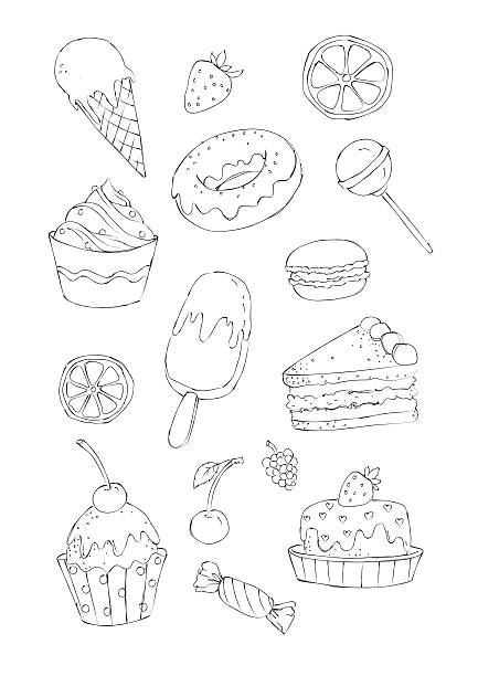 Sweets and desserts coloring page