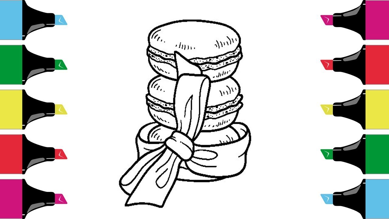 Macarons coloring pages for children art colors for kids