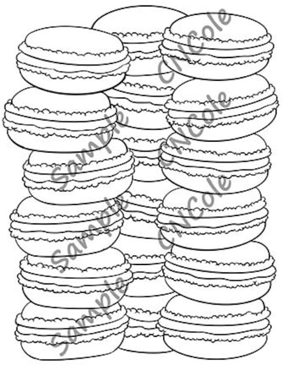 French macarons printable coloring page instant download jpeg and pdf instant download