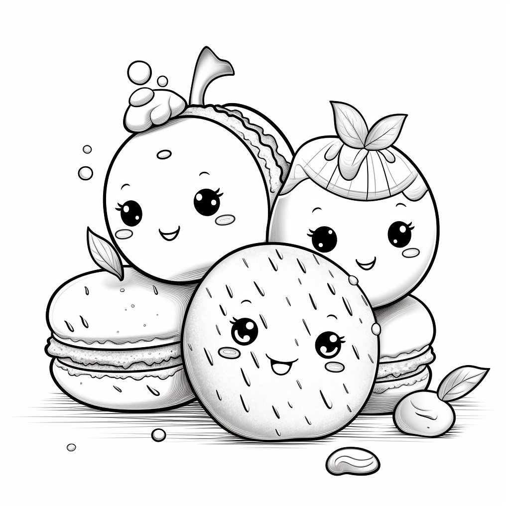 Macarons coloring pages