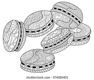 Macarons coloring page illustration stock