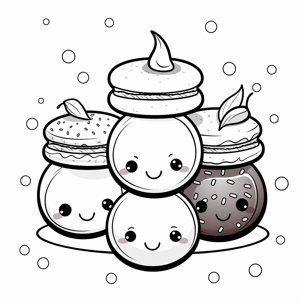 Macarons coloring pages