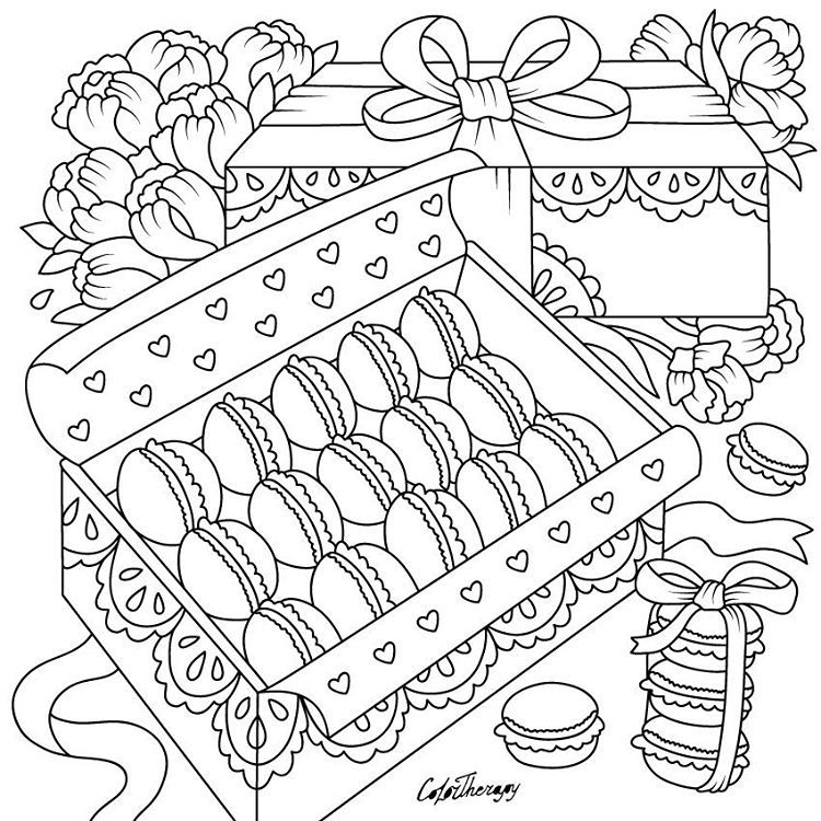 These sweet macaroons are todays gift of the day âââââââââââ show us your creative ideas and color withâ food coloring pages coloring pages cute coloring pages