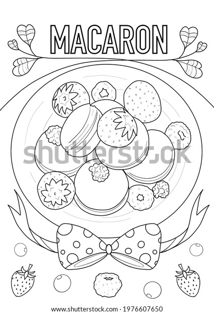 Macaron coloring page kids adults relaxing stock illustration