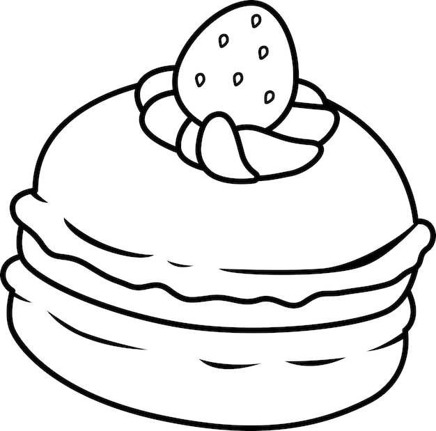 Premium vector a vector of strawberry macaron in black and white coloring