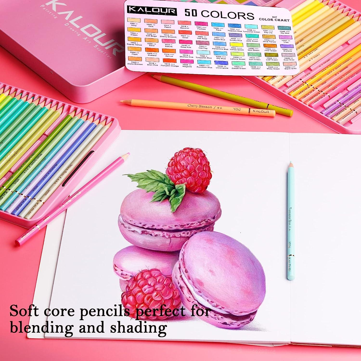 Kalour macaron pastel colored pencilsset of colorsartists soft coreideal for drawing sketching shadingcoloring pencils for adults kids beginners