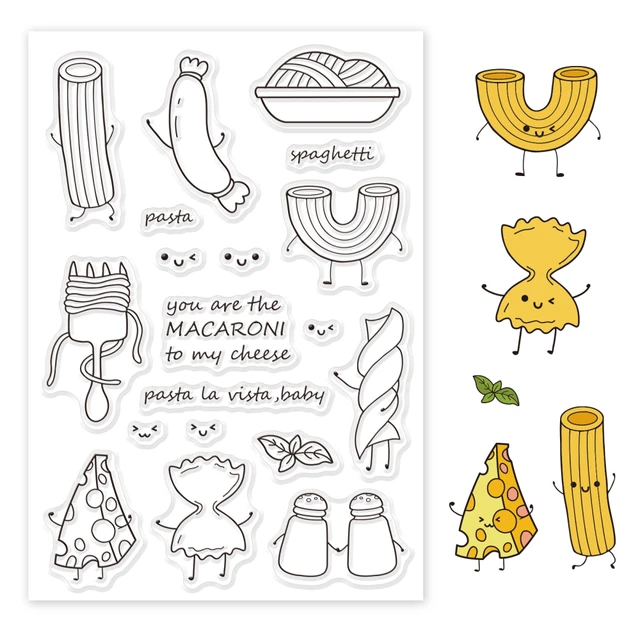 Sheet cute food theme clear stamps pasta sausage transparent silicone stamp seals for cards making diy scrapbooking photo