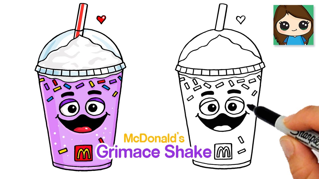 How to draw mcdonalds grimace shake cute drink