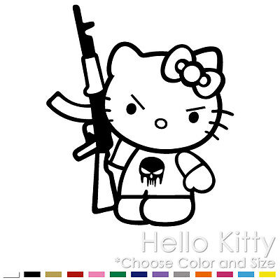 Angry kitty with machine gun r window laptop vinyl del sticker hk