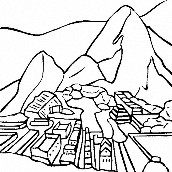 Machu picchu coloring page worksheets