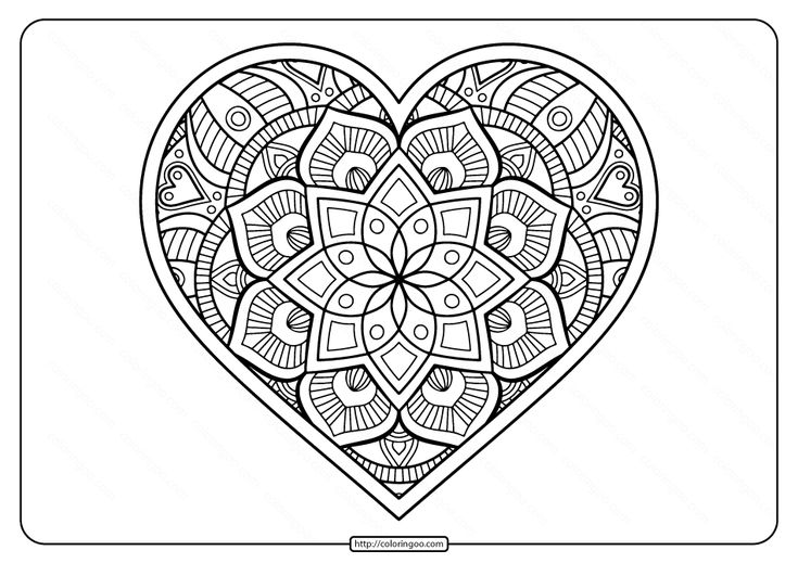 Free printable mandala heart pdf coloring page heart coloring pages free printable coloring pages mandala coloring pages