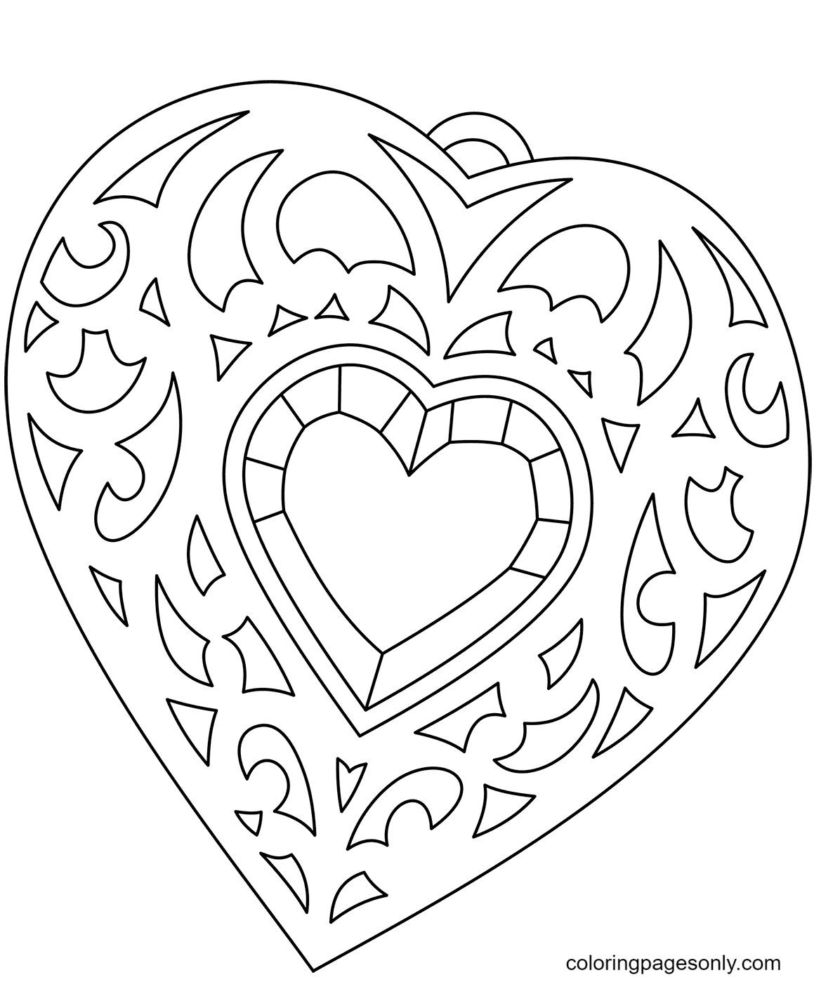 Printable hearts and flowers coloring page