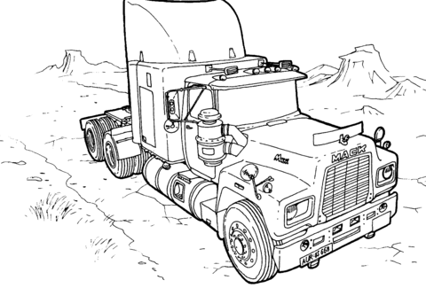 Truck mack coloring page free printable coloring pages